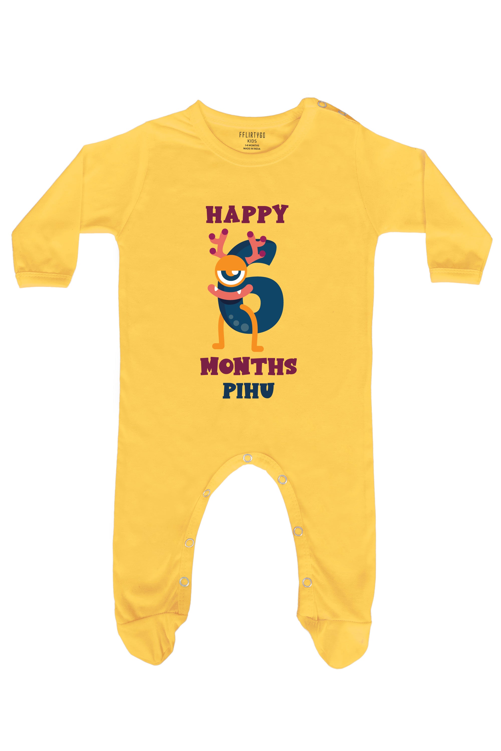 Six Month Birthday Baby Romper Onesies w/ Custom Name – FflirtyGo