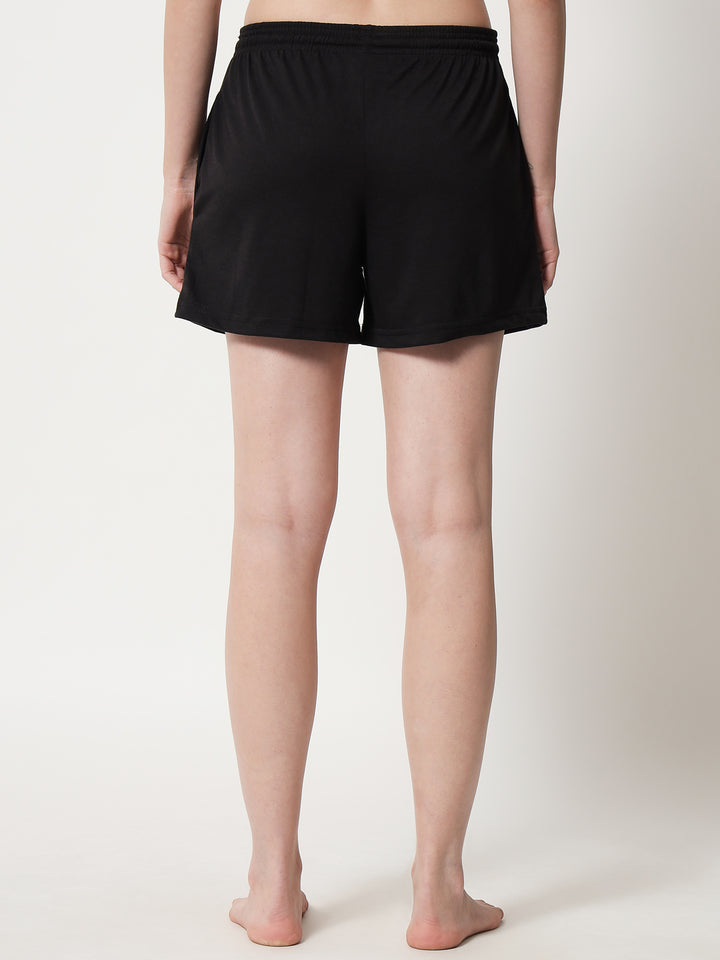 Black Color Solid Shorts