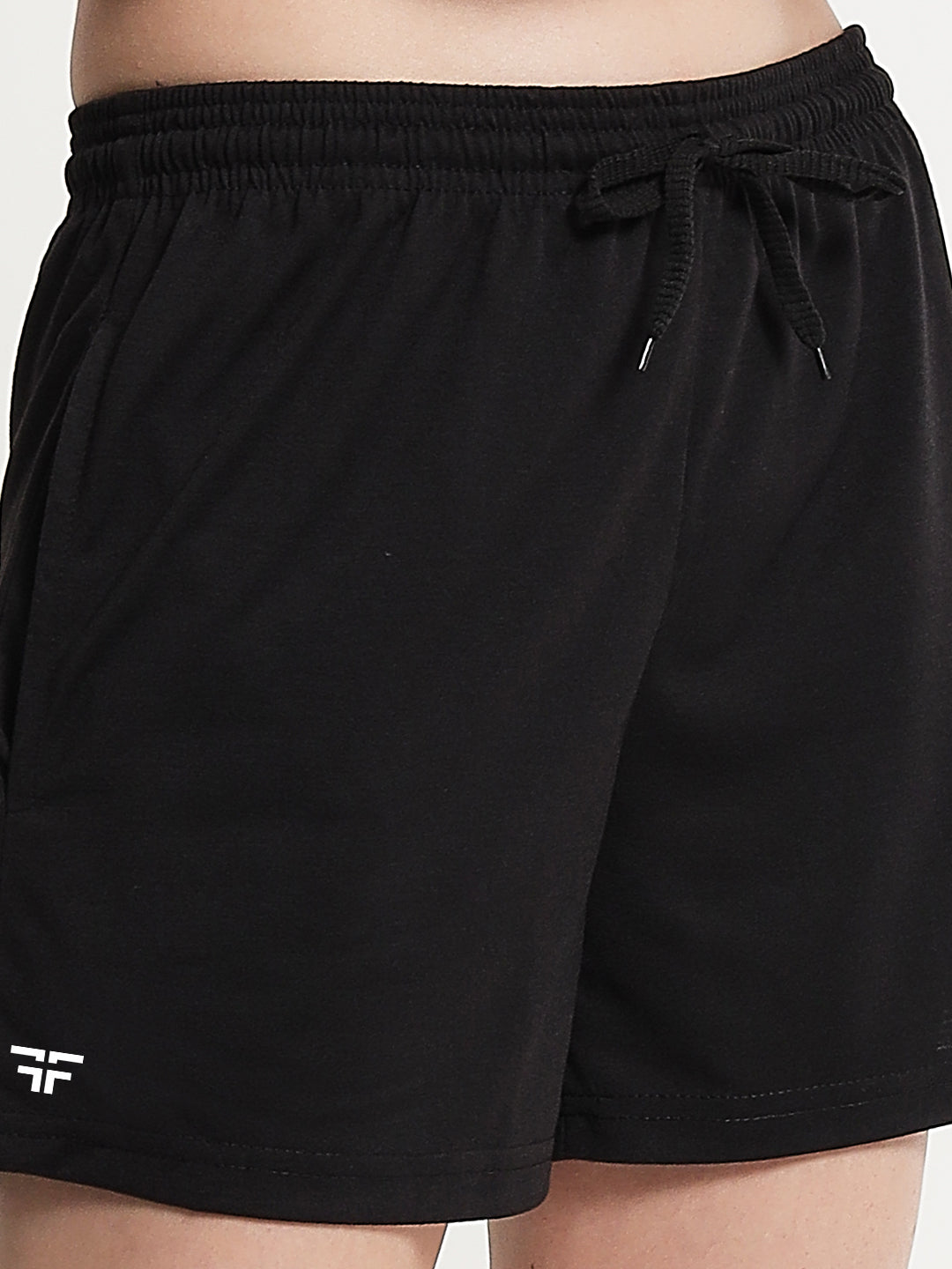 Black Color Solid Shorts