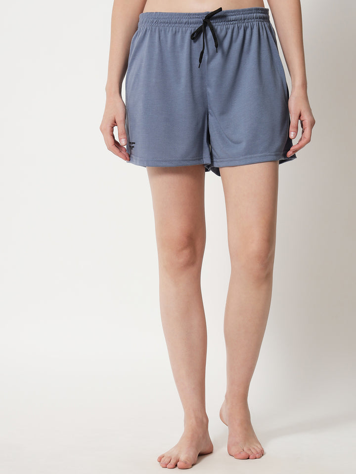 Bluish Grey Color Solid Shorts