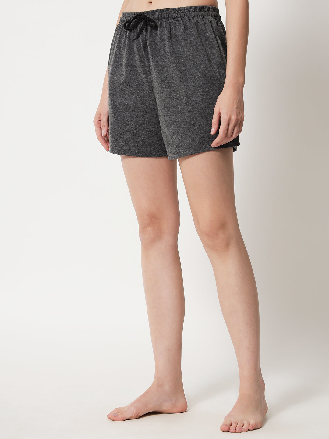Charcoal Grey Color Solid Shorts