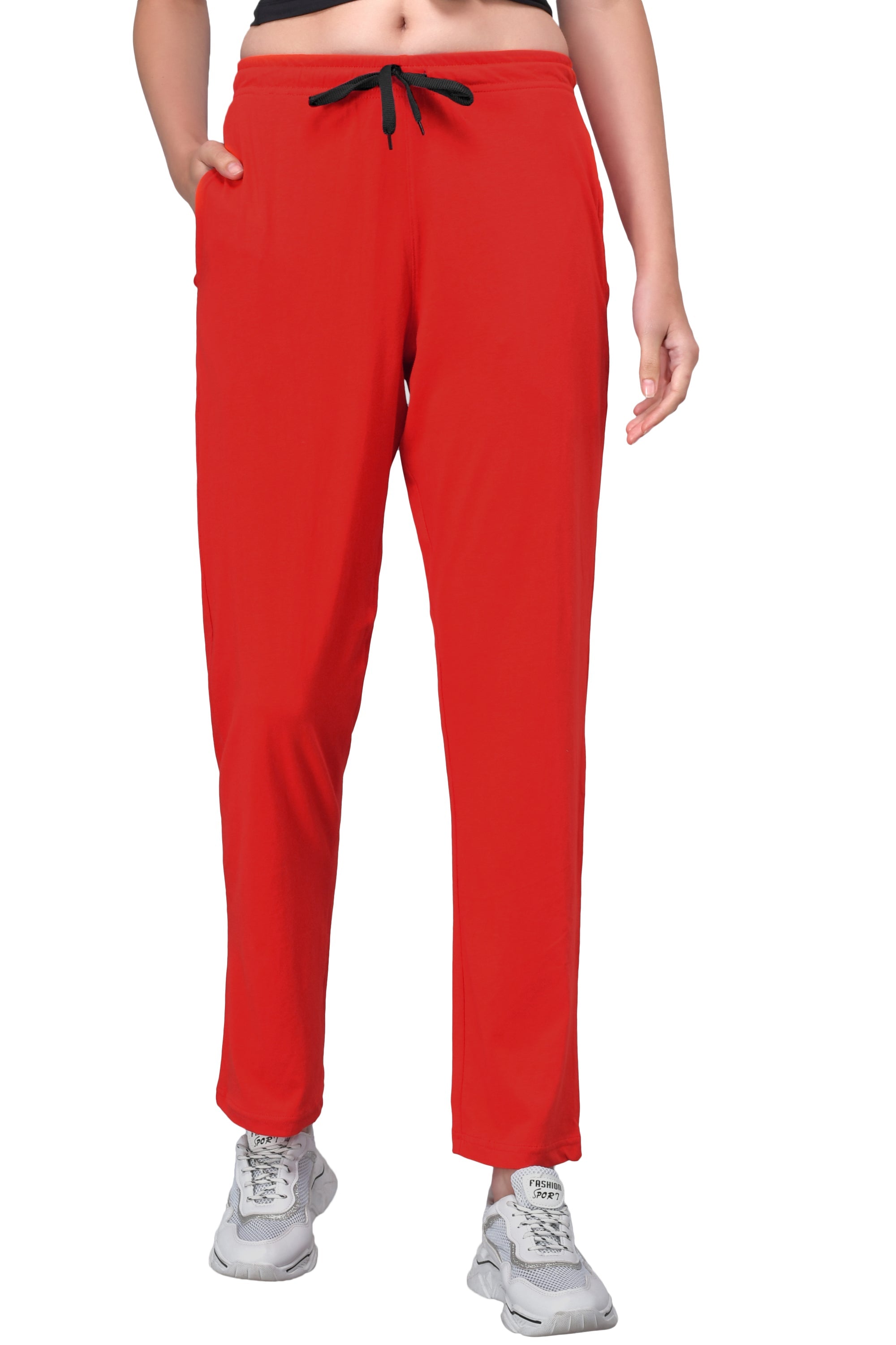 Pack Of 2 Designer Track Pant For Women/ Multi Colour Lower For Women(Black  & Red)