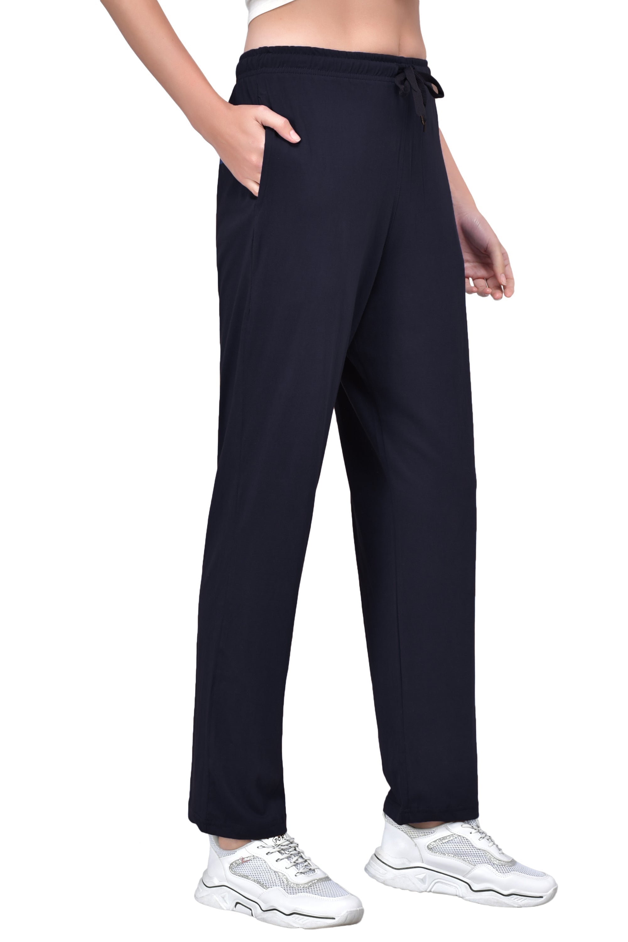 Jeans & Trousers | Go Colors Women Solid Blue Track Pants | Freeup