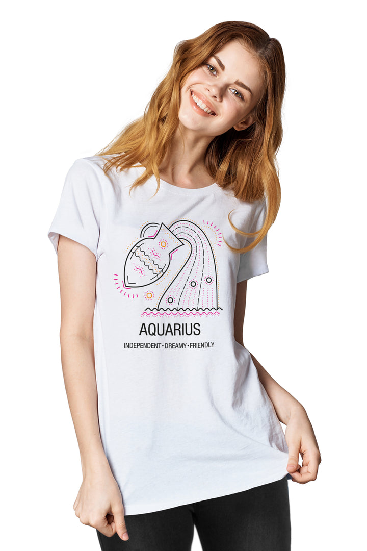 Aquarius Sign Printed T-Shirt - FflirtyGo
