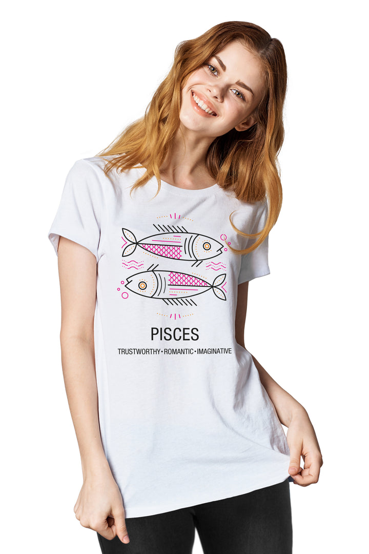 FflirtyGo Pisces Sign Printed T-Shirt - FflirtyGo
