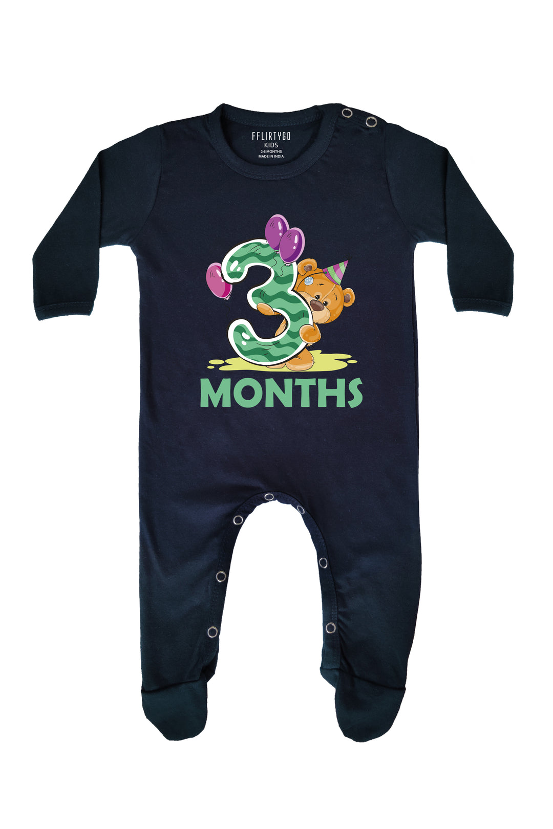 Three Months Milestone - Teddy Baby Romper | Onesies