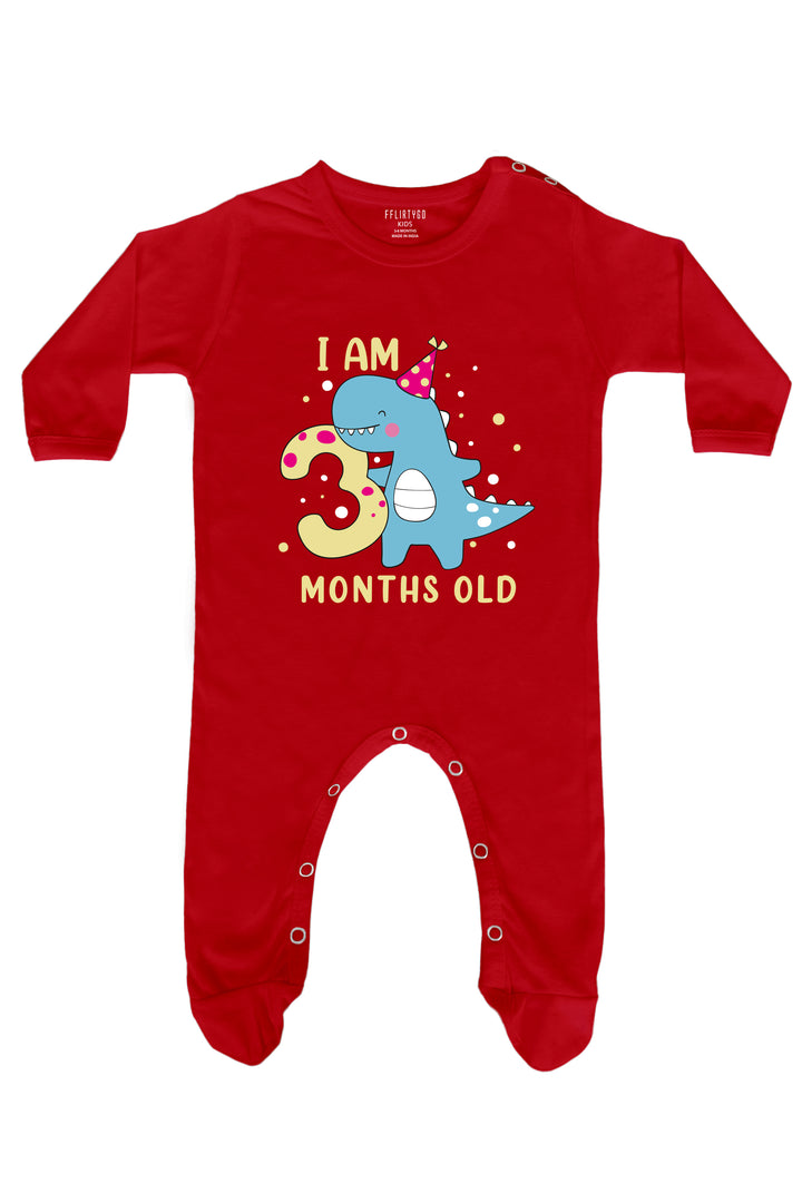 Happy Dino - I am 3 Months Old Baby Romper | Onesies