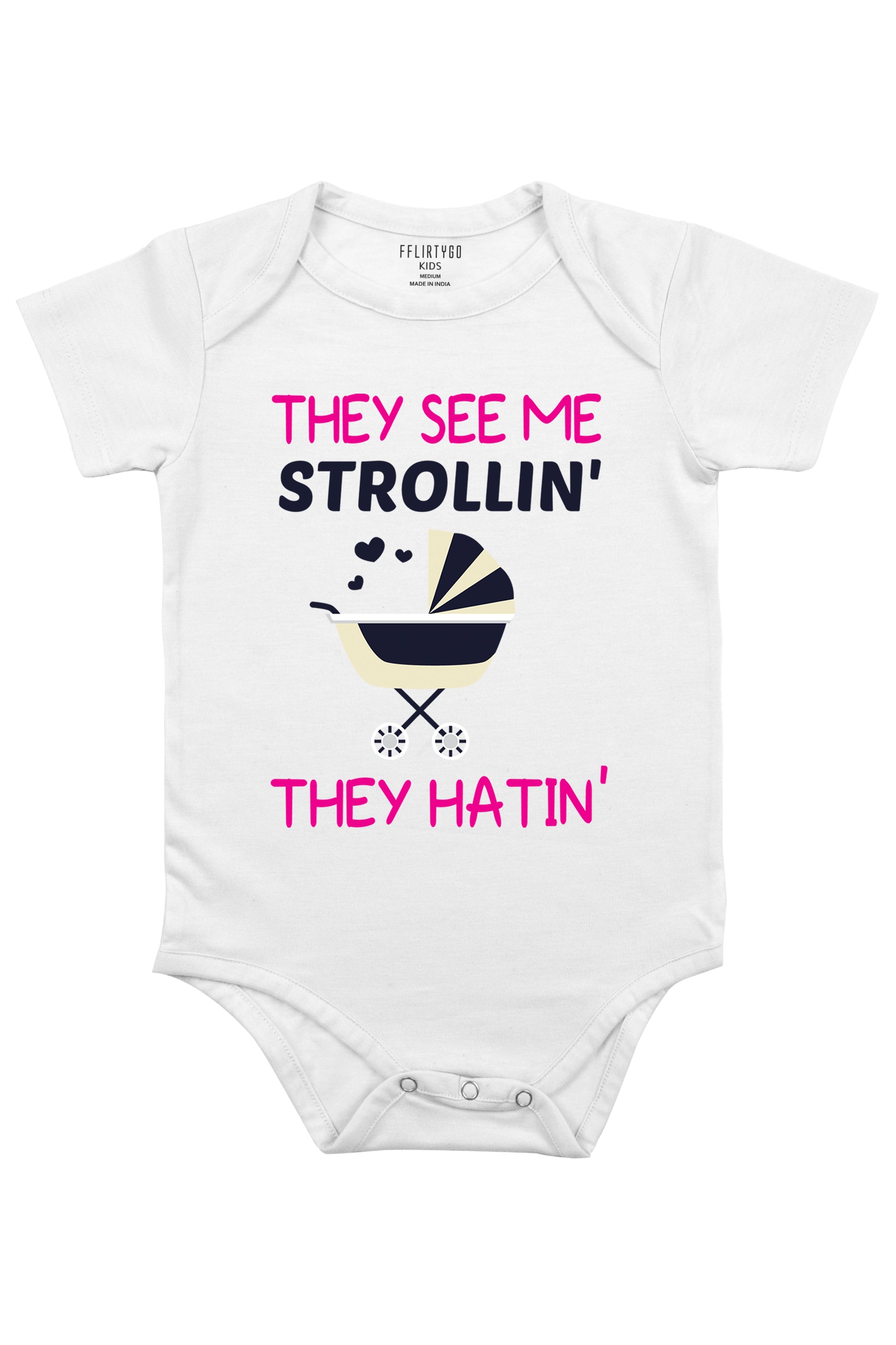 FflirtyGo They See Me Strollin Printed Flap Rompers