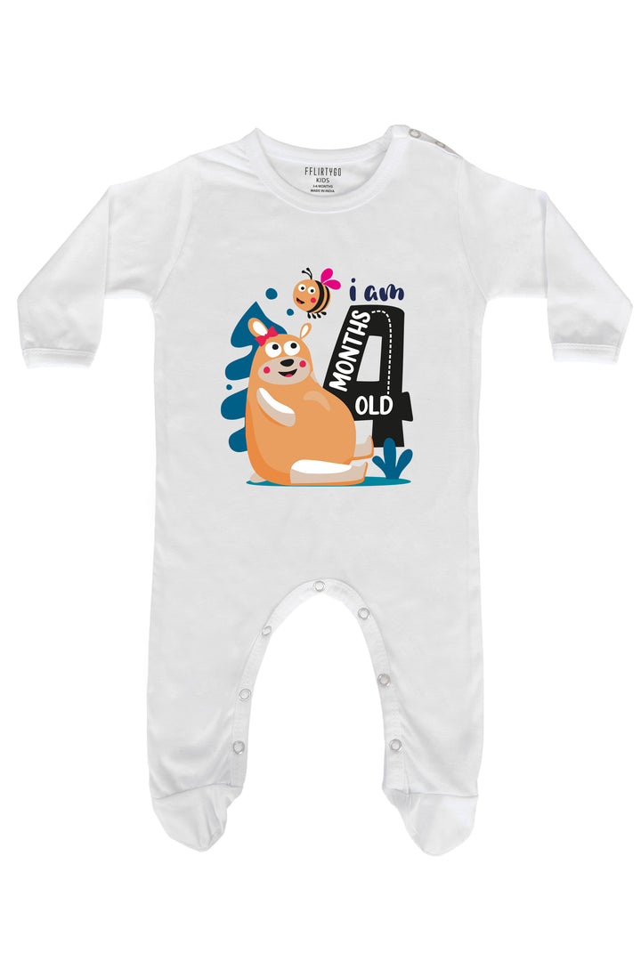 I Am 4 Months Old Bear Baby Romper | Onesies