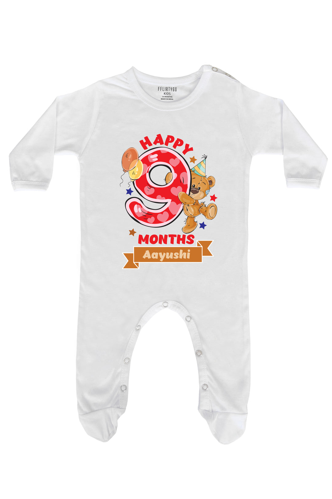 Happy Nine Months Milestone Baby Romper | Onesies w/ Custom Name