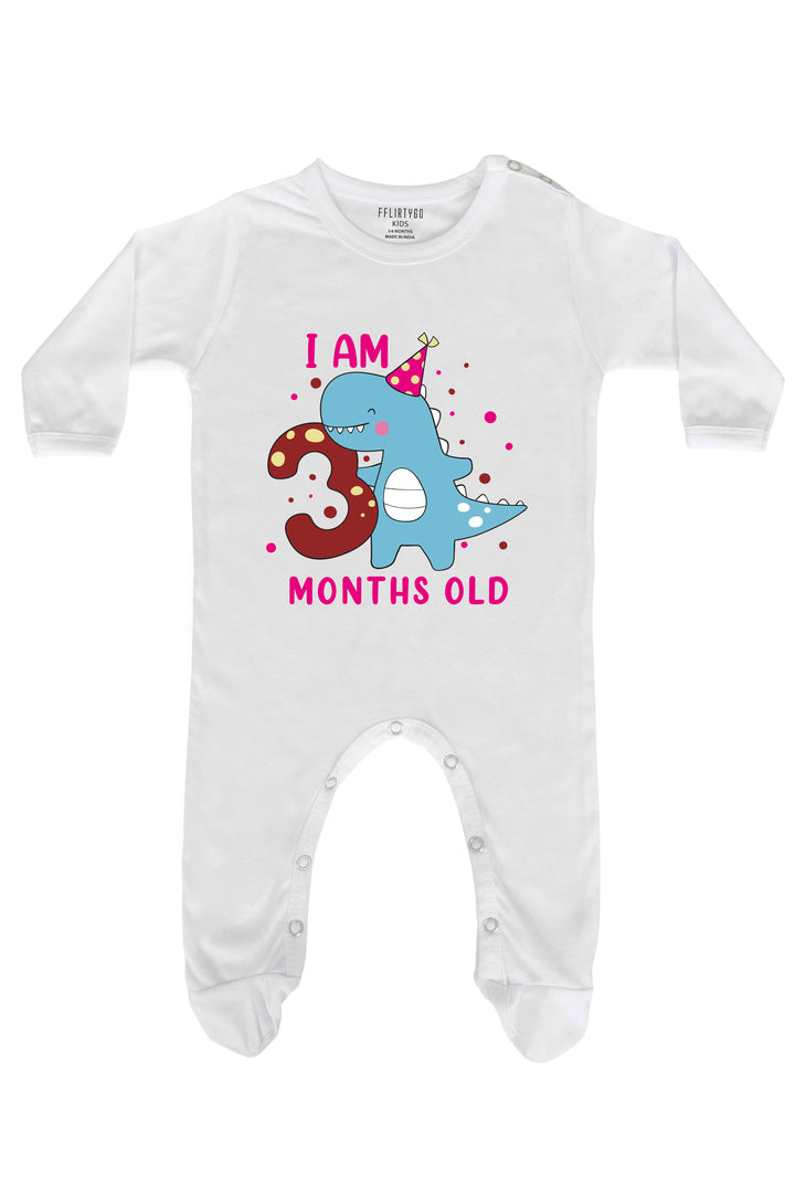 Happy Dino - I am 3 Months Old Baby Romper | Onesies