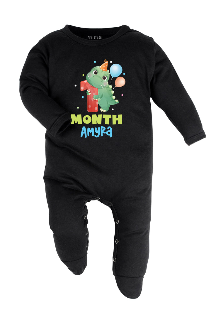 One Month Milestone Baby Romper | Onesies - Dino w/ Custom Name