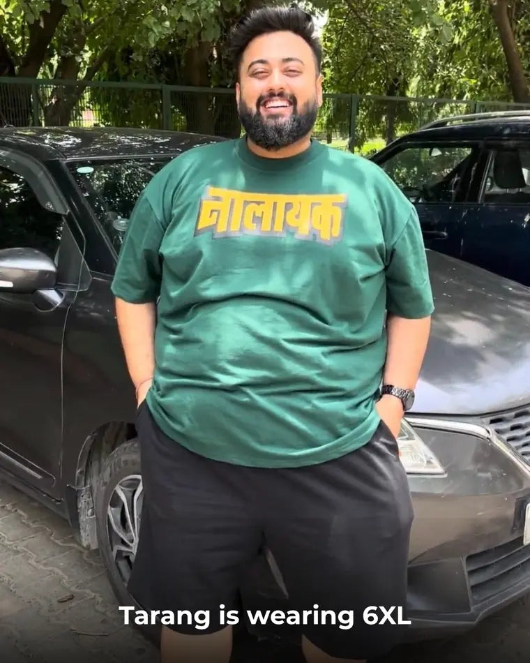 A FflirtyGo customer wearing the basics tee in 6XL
